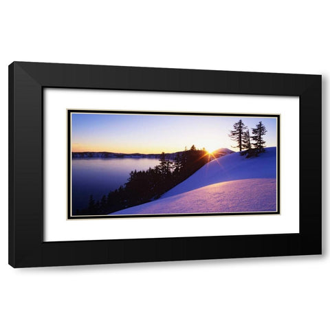 USA, Oregon, Crater Lake Sunset on winter scenic Black Modern Wood Framed Art Print with Double Matting by Flaherty, Dennis