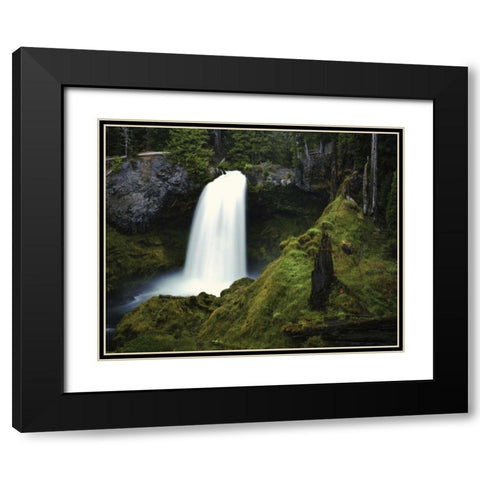 OR, Cascades Waterfall on the McKenzie River Black Modern Wood Framed Art Print with Double Matting by Flaherty, Dennis