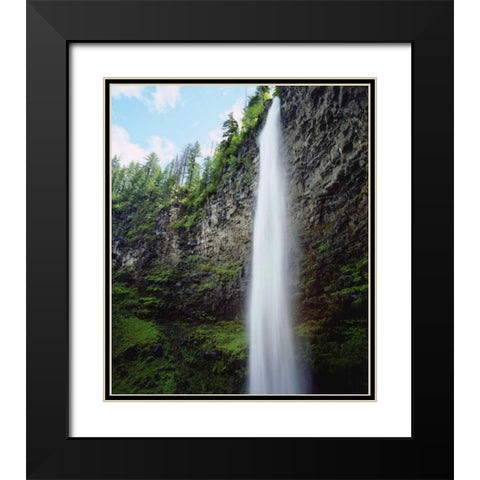 USA, Oregon, A waterfall in an old-growth forest Black Modern Wood Framed Art Print with Double Matting by Talbot Frank, Christopher