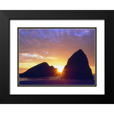 Oregon, Sunset over Gold Beach on the Coast Black Modern Wood Framed Art Print with Double Matting by Talbot Frank, Christopher