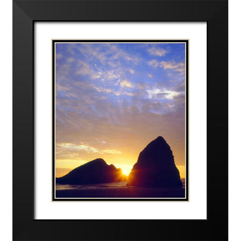 Oregon, Sunset over Gold Beach on the Coast Black Modern Wood Framed Art Print with Double Matting by Talbot Frank, Christopher