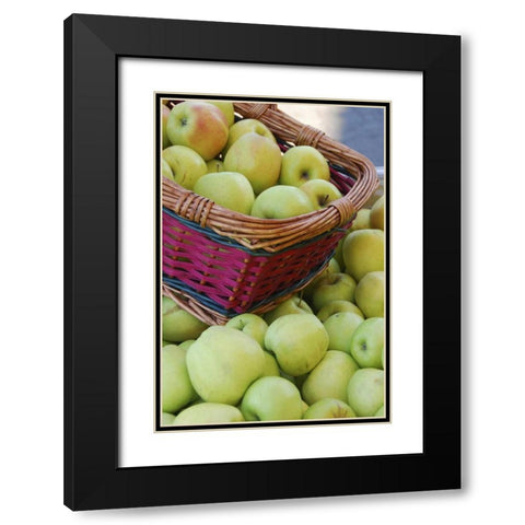 OR, Hood River Valley Basket of green apples Black Modern Wood Framed Art Print with Double Matting by Terrill, Steve