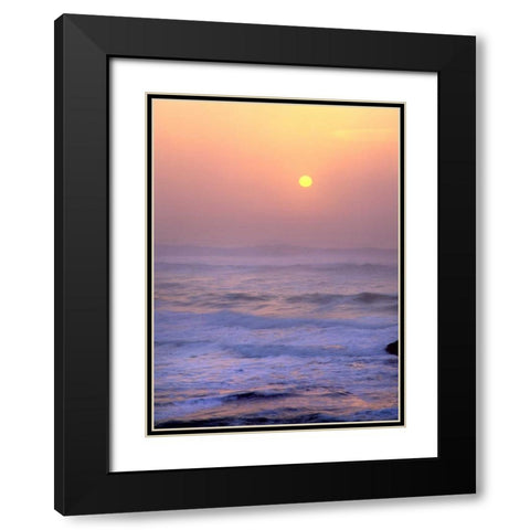 USA, Oregon Sun setting over the Pacific Ocean Black Modern Wood Framed Art Print with Double Matting by Terrill, Steve