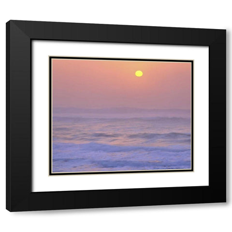 USA, Oregon Sun setting over the Pacific Ocean Black Modern Wood Framed Art Print with Double Matting by Terrill, Steve