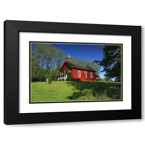 Oregon, Viola Traditional one-room schoolhouse Black Modern Wood Framed Art Print with Double Matting by Terrill, Steve