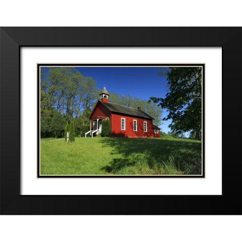 Oregon, Viola Traditional one-room schoolhouse Black Modern Wood Framed Art Print with Double Matting by Terrill, Steve