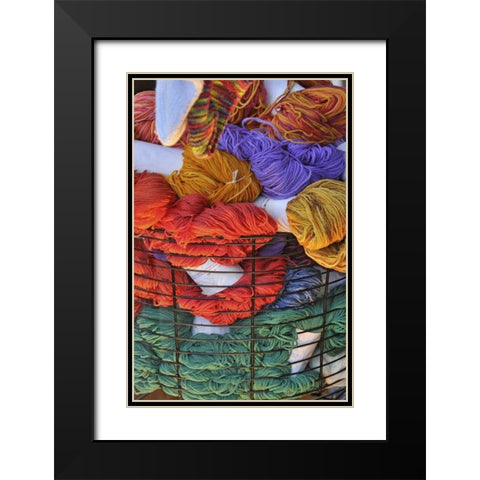Oregon, Portland Basket of yarn bundles Black Modern Wood Framed Art Print with Double Matting by Terrill, Steve