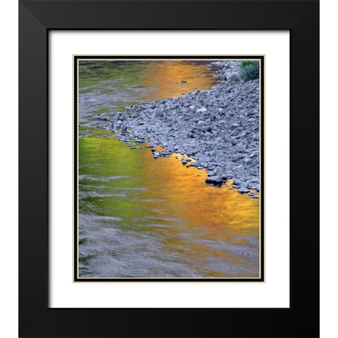 Oregon Autumn reflections in Collawash River Black Modern Wood Framed Art Print with Double Matting by Terrill, Steve