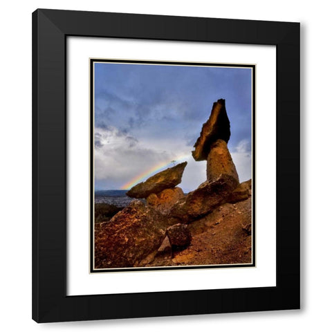 OR, Jefferson Co, The Balancing Rocks and rainbow Black Modern Wood Framed Art Print with Double Matting by Terrill, Steve