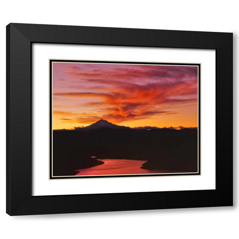 OR, Jefferson Co, Lake Billy Chinook at sunset Black Modern Wood Framed Art Print with Double Matting by Terrill, Steve