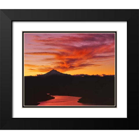 OR, Jefferson Co, Lake Billy Chinook at sunset Black Modern Wood Framed Art Print with Double Matting by Terrill, Steve