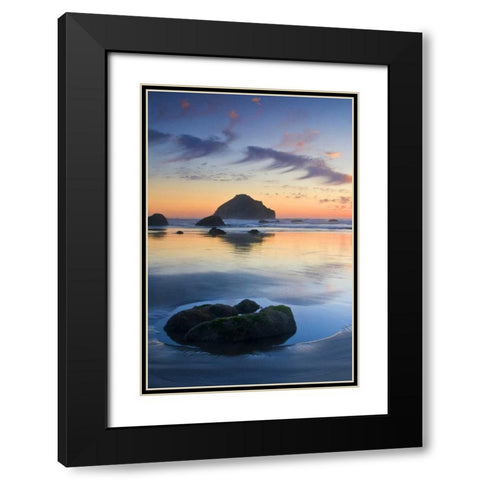 Oregon, Bandon Beach Face Rock and sea stacks Black Modern Wood Framed Art Print with Double Matting by Rotenberg, Nancy
