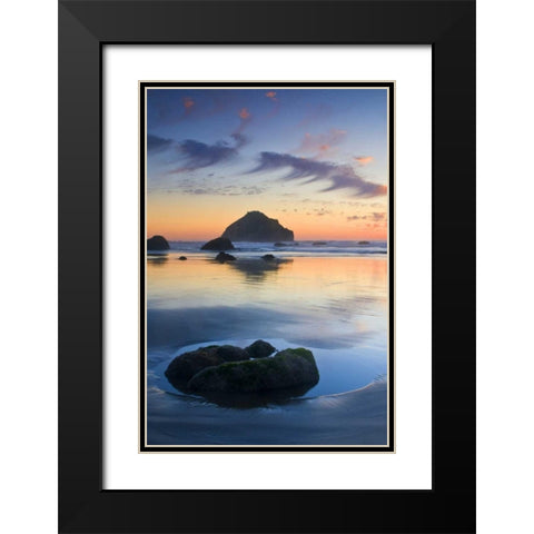 Oregon, Bandon Beach Face Rock and sea stacks Black Modern Wood Framed Art Print with Double Matting by Rotenberg, Nancy