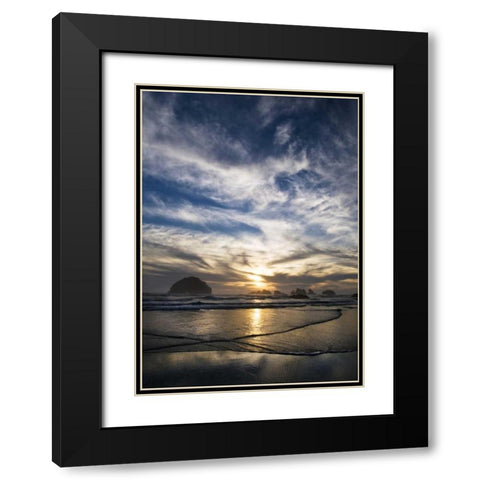 Oregon, Bandon Beach Face Rock and sea stacks Black Modern Wood Framed Art Print with Double Matting by Rotenberg, Nancy