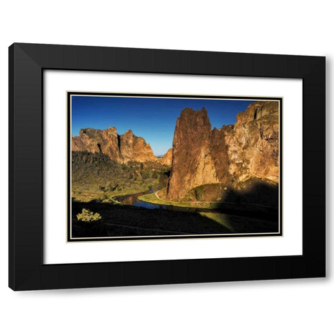 OR, Smith Rock SP Mountain reflection in stream Black Modern Wood Framed Art Print with Double Matting by OBrien, Jay