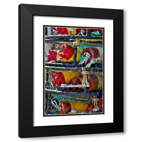 USA, Oregon, Garibaldi Stacked crab pots on dock Black Modern Wood Framed Art Print with Double Matting by Carter, Jean