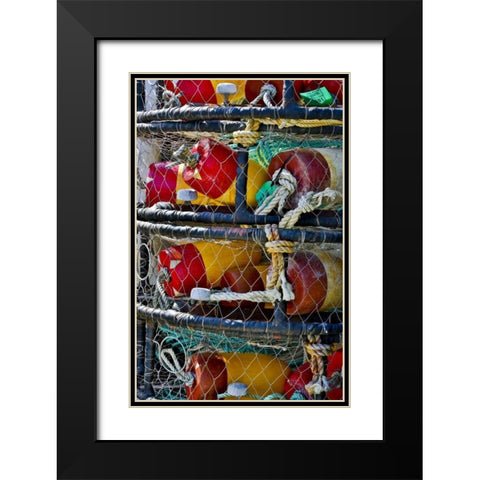USA, Oregon, Garibaldi Stacked crab pots on dock Black Modern Wood Framed Art Print with Double Matting by Carter, Jean