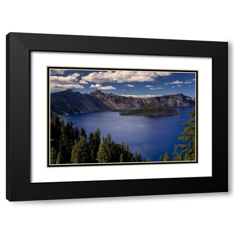 Oregon, Crater Lake NP Spring landscape of lake Black Modern Wood Framed Art Print with Double Matting by OBrien, Jay