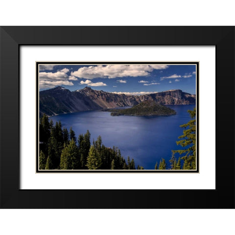 Oregon, Crater Lake NP Spring landscape of lake Black Modern Wood Framed Art Print with Double Matting by OBrien, Jay