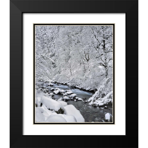 Oregon, Mt Hood NF Snow on Boulder Creek Black Modern Wood Framed Art Print with Double Matting by Terrill, Steve