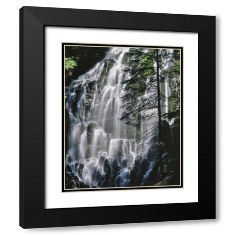 Oregon, Mt Hood Wilderness Ramona Falls Black Modern Wood Framed Art Print with Double Matting by Terrill, Steve