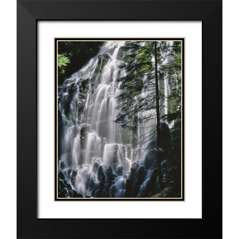 Oregon, Mt Hood Wilderness Ramona Falls Black Modern Wood Framed Art Print with Double Matting by Terrill, Steve
