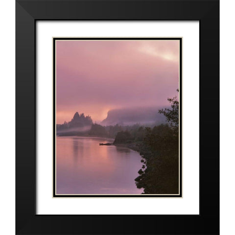 OR, Columbia Gorge NSA Fog along Columbia River Black Modern Wood Framed Art Print with Double Matting by Terrill, Steve