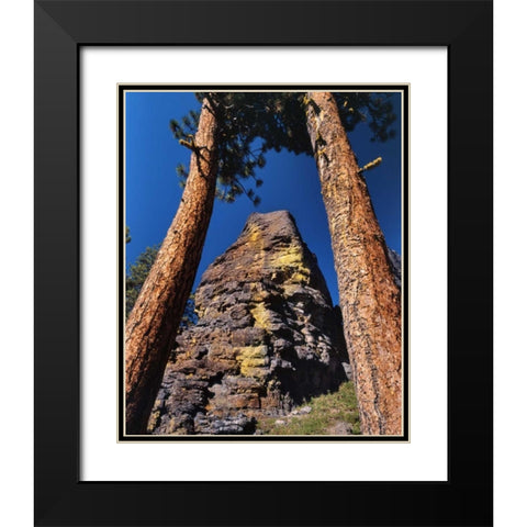 OR, Gearhart Mountain Trees frame rock formation Black Modern Wood Framed Art Print with Double Matting by Terrill, Steve