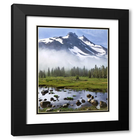 OR, Mt Jefferson Wilderness Mt Jefferson at dawn Black Modern Wood Framed Art Print with Double Matting by Terrill, Steve