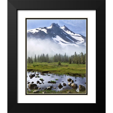 OR, Mt Jefferson Wilderness Mt Jefferson at dawn Black Modern Wood Framed Art Print with Double Matting by Terrill, Steve