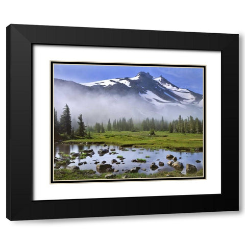 OR, Mt Jefferson Wilderness Mt Jefferson at dawn Black Modern Wood Framed Art Print with Double Matting by Terrill, Steve