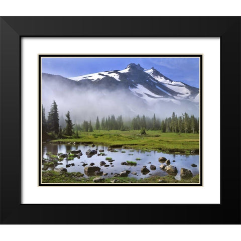 OR, Mt Jefferson Wilderness Mt Jefferson at dawn Black Modern Wood Framed Art Print with Double Matting by Terrill, Steve