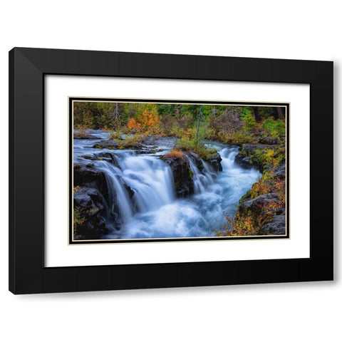 Oregon-Rogue-Umpqua Scenic Byway Upper Rogue River cascades into narrow gorge Black Modern Wood Framed Art Print with Double Matting by Jaynes Gallery
