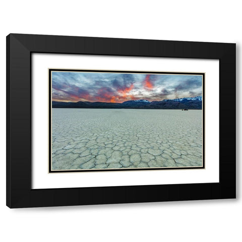 Playa at sunset with Steen Mountain on the Alvord Desert in Harney County-Oregon-USA Black Modern Wood Framed Art Print with Double Matting by Haney, Chuck