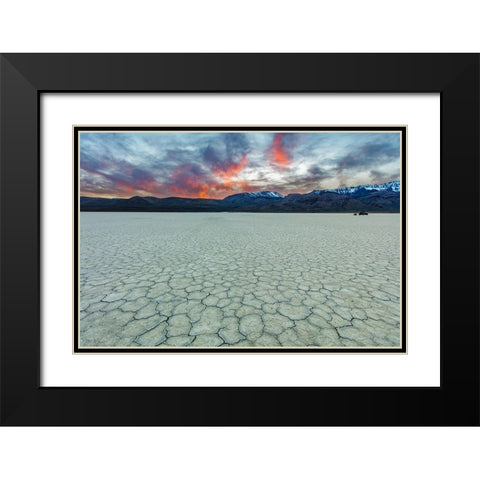 Playa at sunset with Steen Mountain on the Alvord Desert in Harney County-Oregon-USA Black Modern Wood Framed Art Print with Double Matting by Haney, Chuck