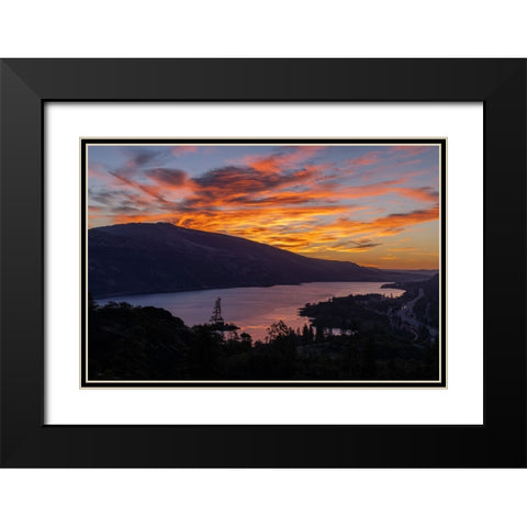 Vivid sunrise clouds over the Columbia River near Rowena-Oregon-USA Black Modern Wood Framed Art Print with Double Matting by Haney, Chuck