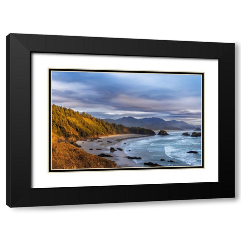 Crescent Beach at Ecola State Park in Cannon Beach-Oregon-USA Black Modern Wood Framed Art Print with Double Matting by Haney, Chuck