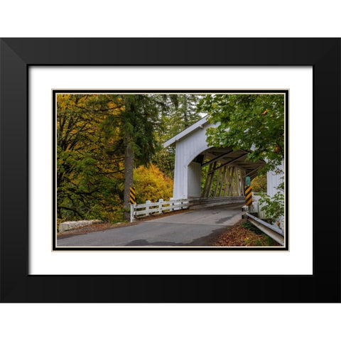 Hannah Covered Bridge spans Thomas Creek in Linn County-Oregon-USA Black Modern Wood Framed Art Print with Double Matting by Haney, Chuck