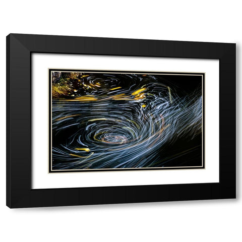 Eddy forms swirling patterns in the Nehalem River in autumn in the Tillamook State Forest-Oregon-USA Black Modern Wood Framed Art Print with Double Matting by Haney, Chuck