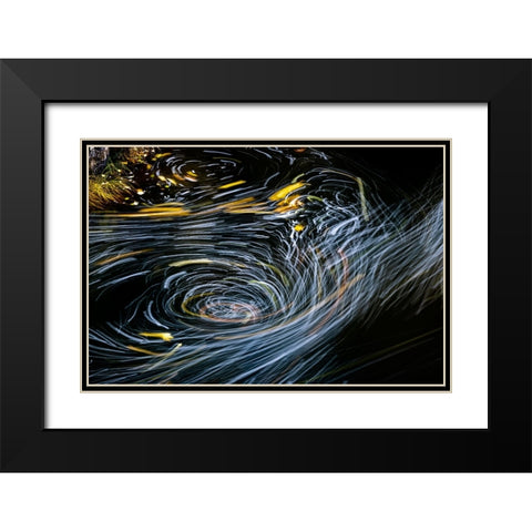 Eddy forms swirling patterns in the Nehalem River in autumn in the Tillamook State Forest-Oregon-USA Black Modern Wood Framed Art Print with Double Matting by Haney, Chuck
