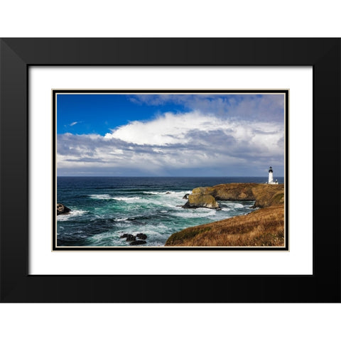Yaquina Head Lighthouse in Newport-Oregon-USA Black Modern Wood Framed Art Print with Double Matting by Haney, Chuck