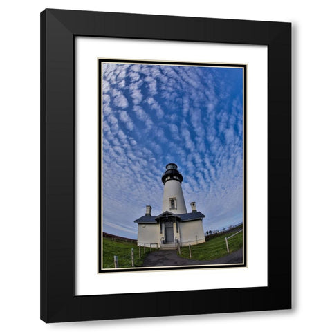 USA- Oregon- Newport. Yaquina Head Lighthouse Black Modern Wood Framed Art Print with Double Matting by Gulin, Darrell