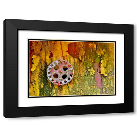 USA- Oregon- Tillamook. Old fire truck with gauges and valves with colorful pealing paint Black Modern Wood Framed Art Print with Double Matting by Gulin, Darrell