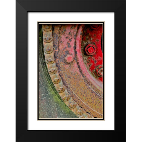 USA- Oregon- Tillamook. Close-up of old and rusted painted truck wheels Black Modern Wood Framed Art Print with Double Matting by Gulin, Darrell