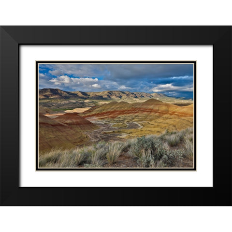 USA- Oregon. John Day Fossil Beds National Monument badlands landscape. Black Modern Wood Framed Art Print with Double Matting by Gulin, Darrell