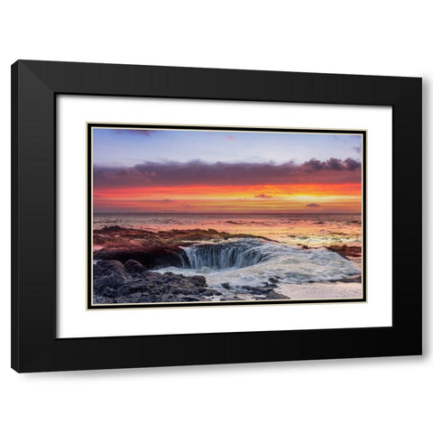 Usa-Oregon-Yachats Thors Well-Waves Crashing into Thors Well Black Modern Wood Framed Art Print with Double Matting by Looney, Hollice