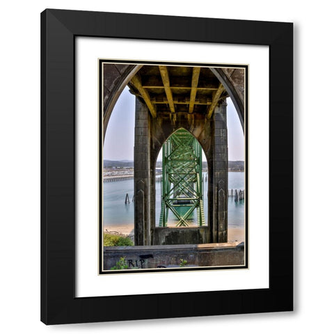 Usa-Oregon-Newport Yaquina Bay Bridge Black Modern Wood Framed Art Print with Double Matting by Looney, Hollice