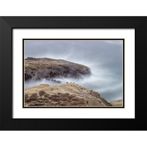 Usa-Oregon-Coos Bay Shore Acres State Park and the Coast Black Modern Wood Framed Art Print with Double Matting by Looney, Hollice