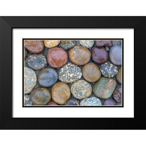 Usa-Oregon-Bandon Bandon Beach-Closeup of Rocks Gathered on the Beach Black Modern Wood Framed Art Print with Double Matting by Looney, Hollice