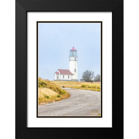 Usa-Oregon-Port Orford Cape Blanco Lighthouse on a Foggy Morning Black Modern Wood Framed Art Print with Double Matting by Looney, Hollice